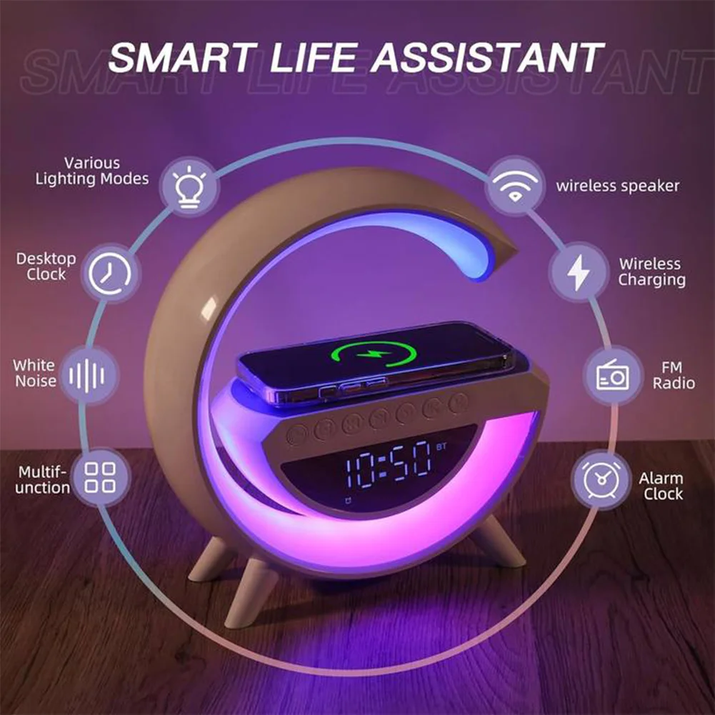 Lámpara LED Multifuncional con Cargador Inalámbrico y Bocina Bluetooth
