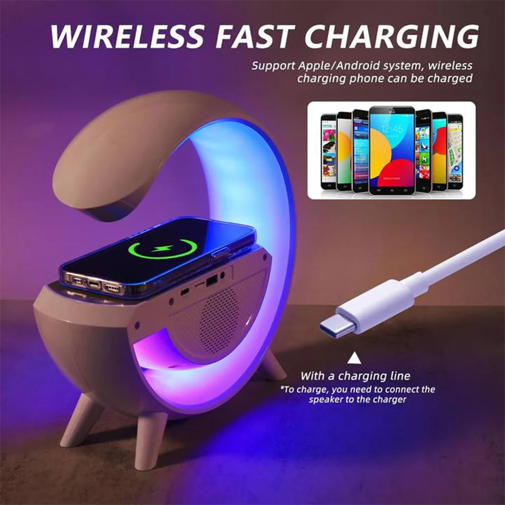 Lámpara LED Multifuncional con Cargador Inalámbrico y Bocina Bluetooth